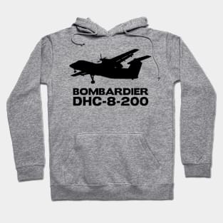 Bombardier Dash 8-200 Silhouette Print (Black) Hoodie